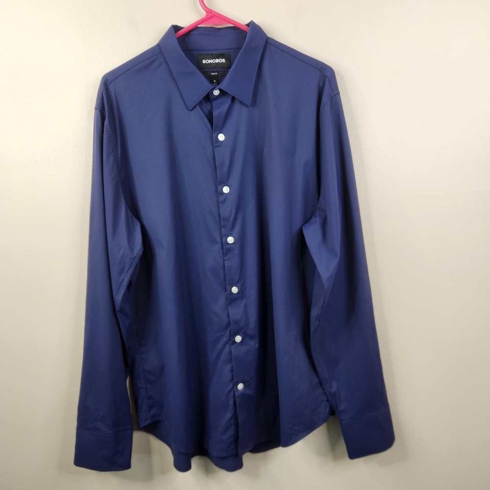 Bonobos Mens Slim Fit Nylon Spandex Blend Long Sleeve Button Down Shirt XL